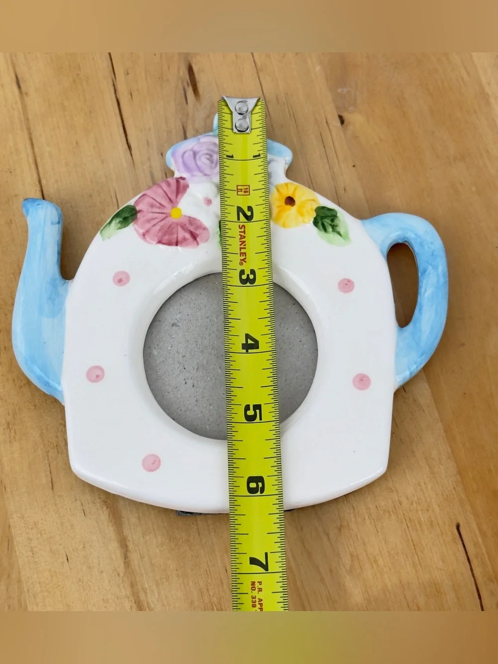 Teapot Coffee Pot Floral Ceramic Free Standing Photo Frames 3x3” Mini Photo